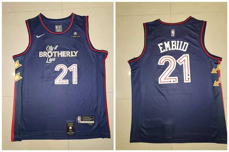 76ers 21 Joel Embiid Navy Nike 2023-24 City Edition Swingman Jersey->los angeles dodgers->MLB Jersey